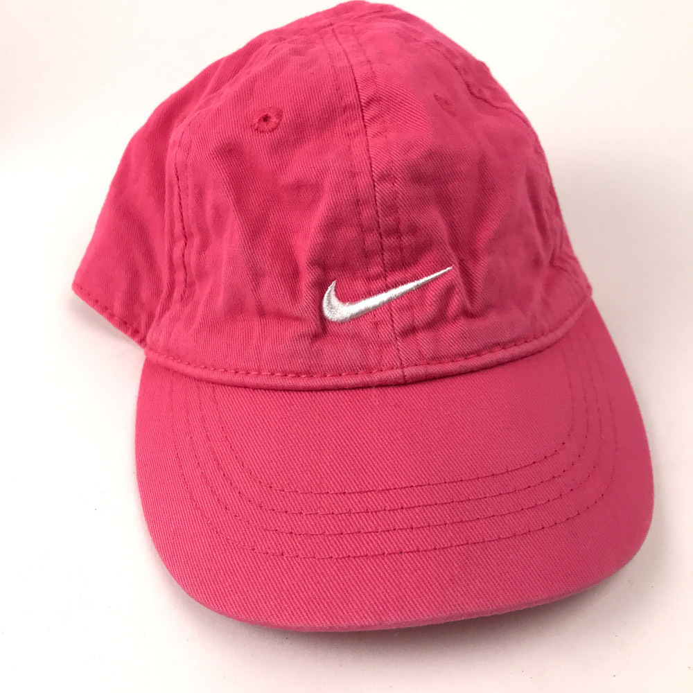 Nike pink cotton white swoosh infant hat